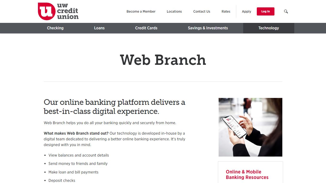 Web Branch | UW Credit Union Technology | UWCU.org